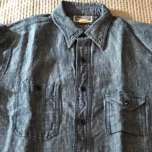 RRL RALPH LAUREN INDIGO BLUE WORK SHIRT, MEDIUM